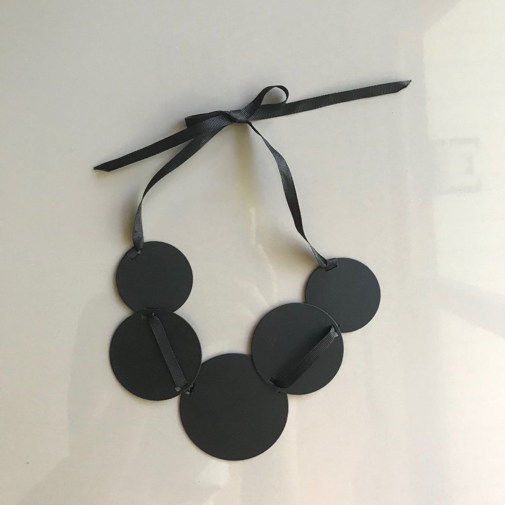 Metal and Ribbon Geometric Necklace